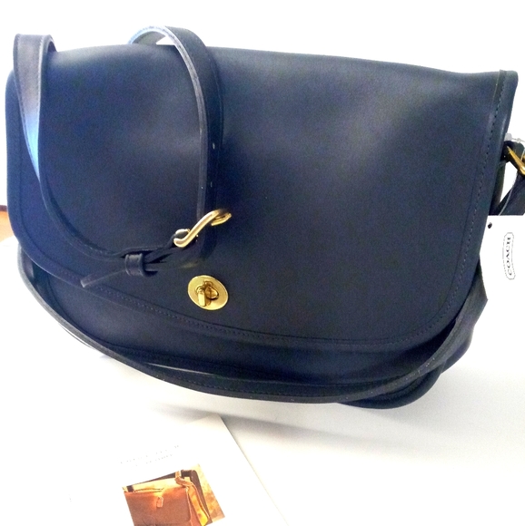 Coach Handbags - Coach Ladies Leather Navy Shoulder strap Bag